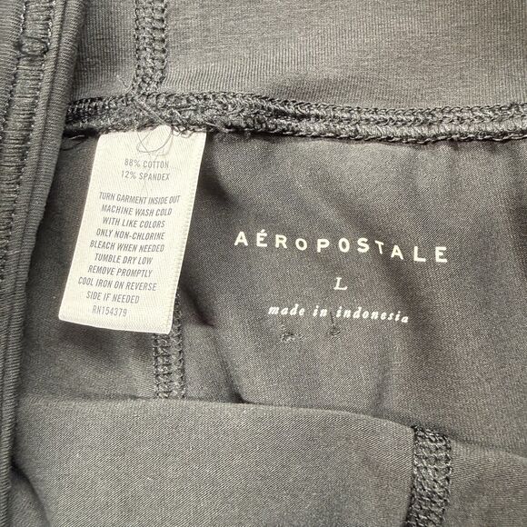 Aeropostale Aero Foldover Flare Leggings Women L Black Solid Stretch Adjustable - Picture 11 of 12